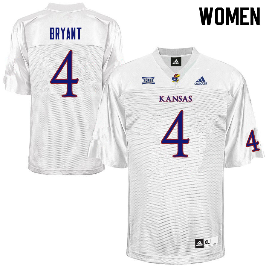 Women #4 Jacobee Bryant Kansas Jayhawks College Football Jerseys Sale-White